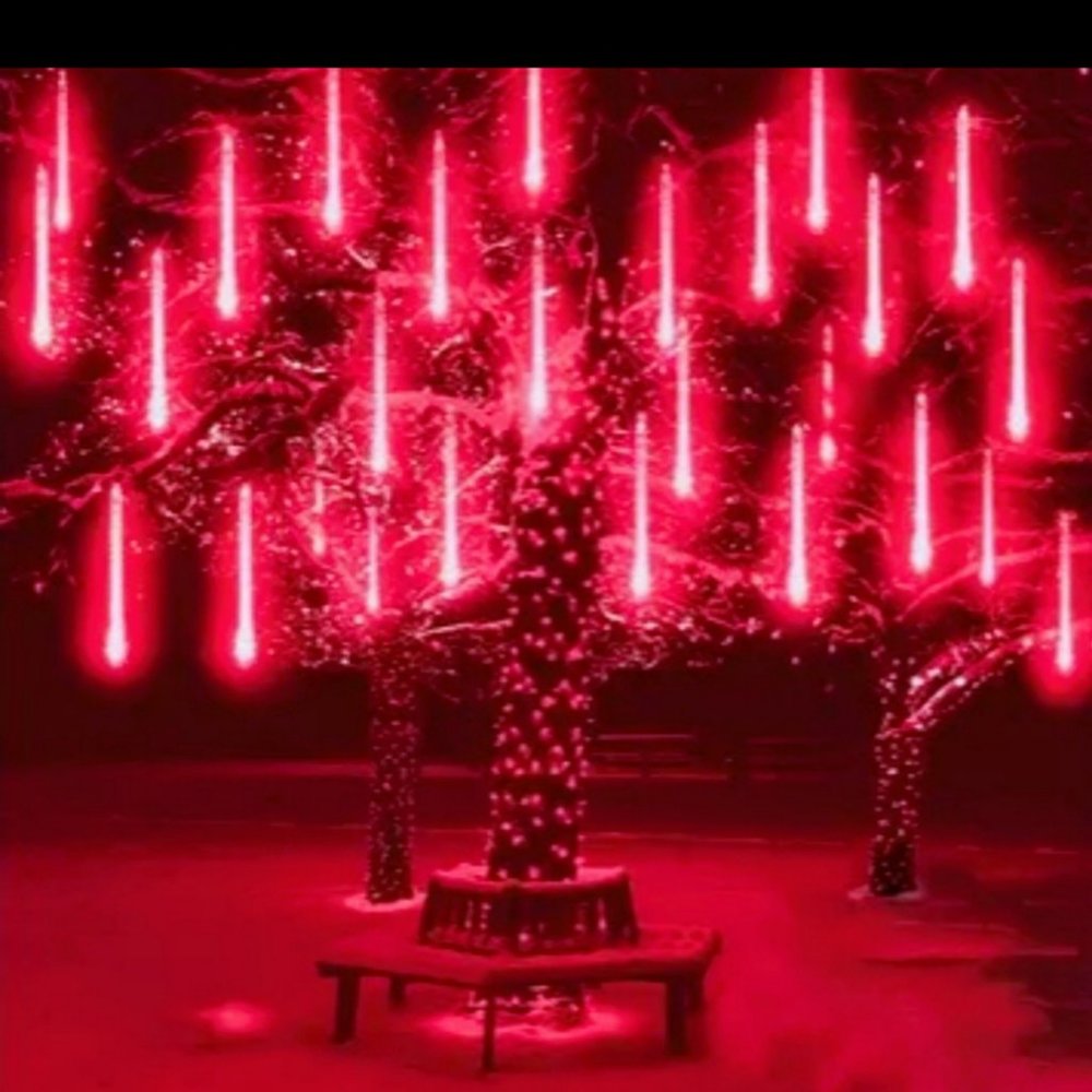 Meteor Shower Rain Drop Icicle Falling String LED Christmas Lights - RED